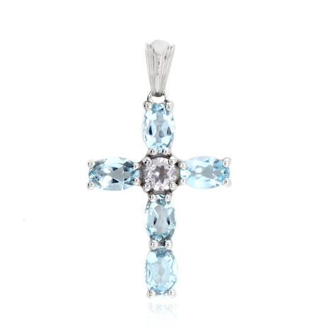 Colgante en plata con Topacio azul cielo