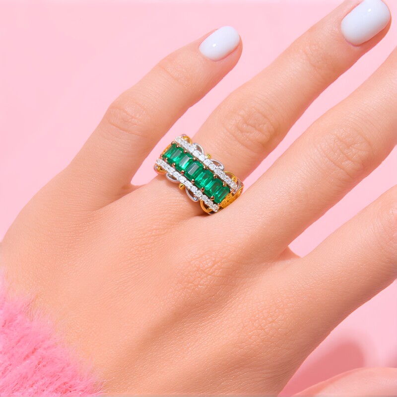 Zambian Emerald Silver Ring (Gems en Vogue)