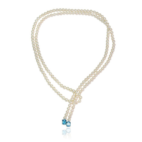 Weiße Süßwasserzuchtperlen-Goldcollier (Michelle Albala)