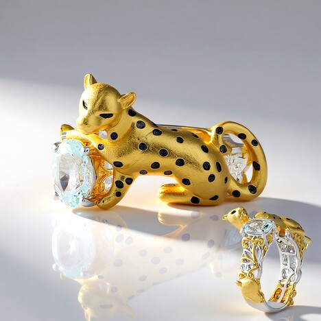 Anello in argento con Acquamarina Brasiliana (Gems en Vogue)