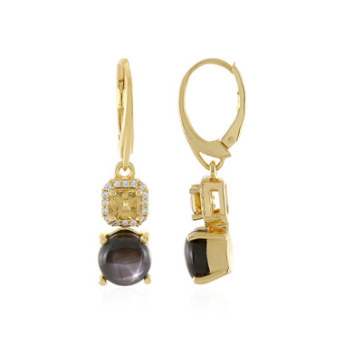 Pendientes en plata con Zafiro estrella negra