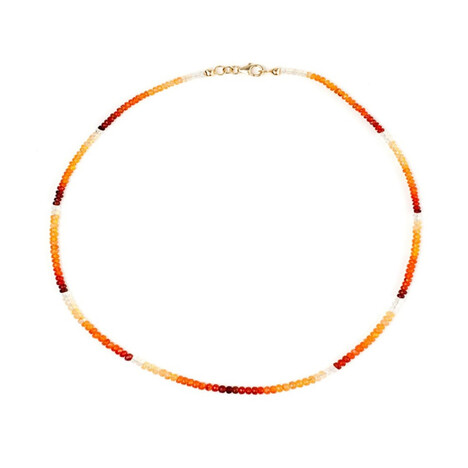 Mexikanischer Feueropal-Goldhalskette