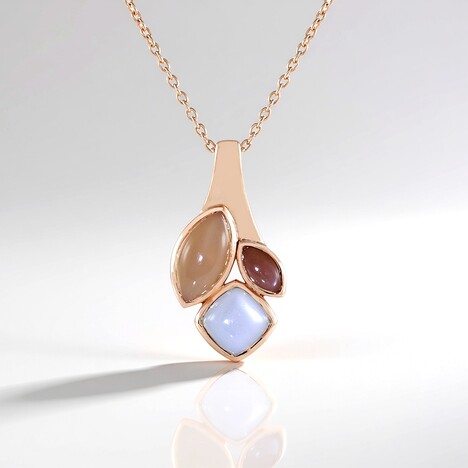 Collana in argento con Pietra di Luna Pesca (KM by Juwelo)