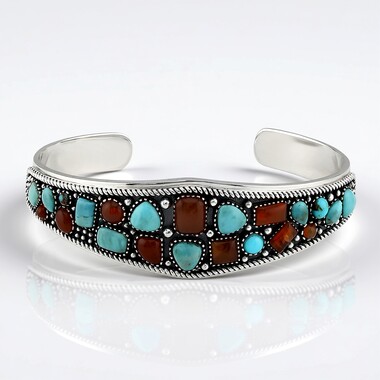 Bransoletka bangle ze srebra - Turkus niebieski Kingman Mohave  (Jones Lee)
