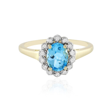 Schweizblauer Topas-Goldring (Adela Gold)