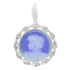 Colgante en plata con Ágata de lazo azul