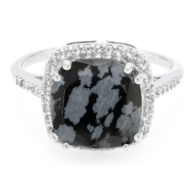 Schneeflocken-Obsidian-Silberring