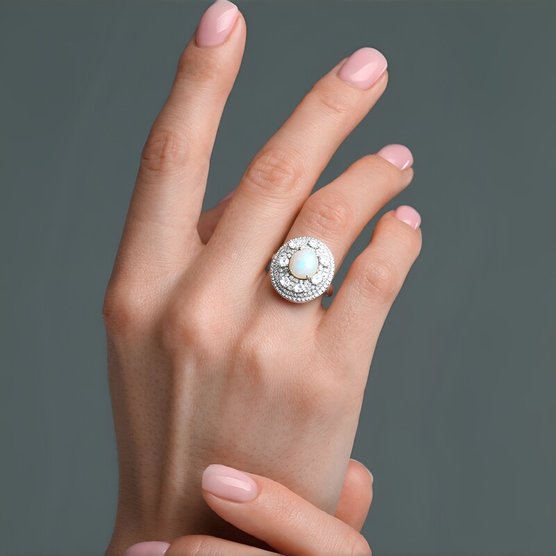 Australischer Opal-Silberring
