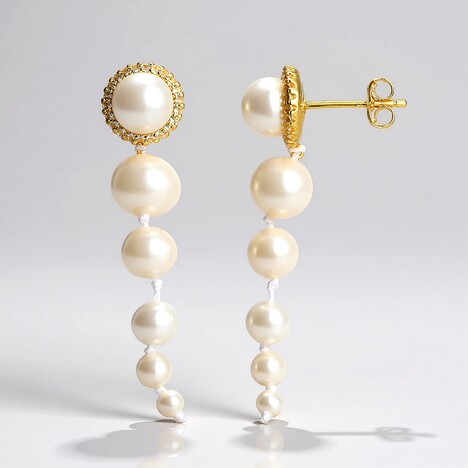 Boucles d'oreilles en argent et Perle blanche de culture d'eau douce