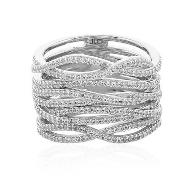 Zilveren ring met witte topaasstenen