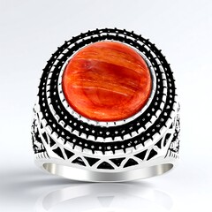 Anello in argento con Conchiglia di Ostrica Spinosa Arancione (Jones Lee)