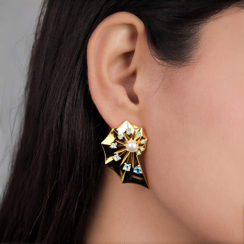 Zilveren oorbellen met AAA regenboog-maanstenen (SAELOCANA)