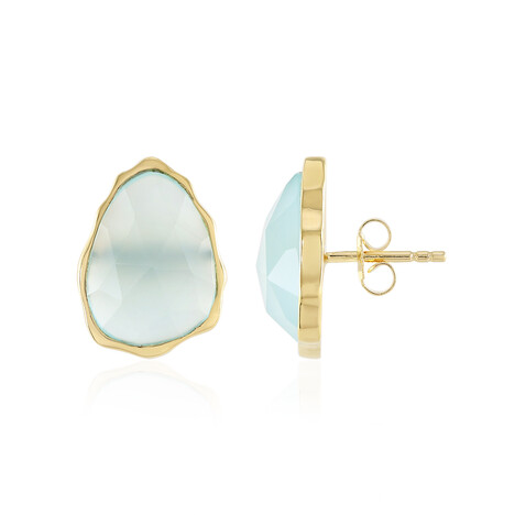 Aqua-Chalzedon-Silberohrringe