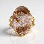 Anello in argento con Drusa di Agata (Bali Barong)