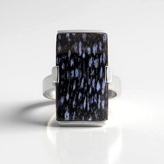 Anello in argento con Legno di Palma pietrificato Jambi (Bali Barong)
