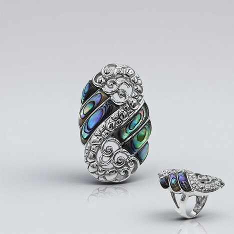 Anello in argento con Conchiglia Abalone (Art of Nature)