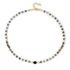 Collar en plata con Ágata rosa (Riya)