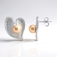 Orecchini in argento con Perla Ming color Pesca (TPC)
