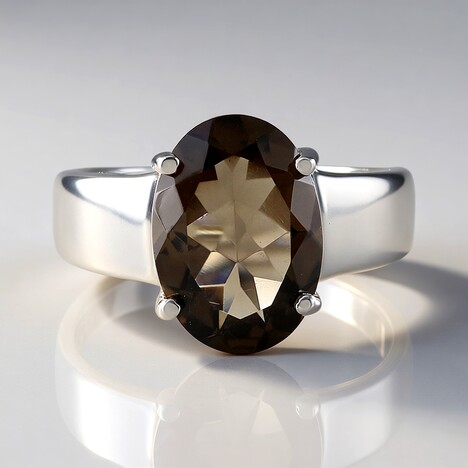 Anello in argento con Quarzo Fumè