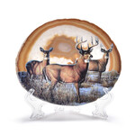 Grauer Achat-Scheibe Hirsch