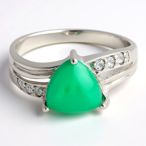 Bague en argent et Calcédoine verte