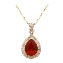 Collier en or et Opale de Feu du Mexique (CIRARI)