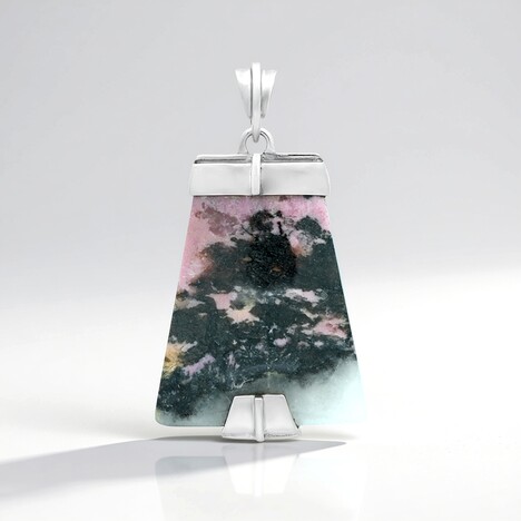 Ciondolo in argento con Rodonite Sulavesi (Bali Barong)