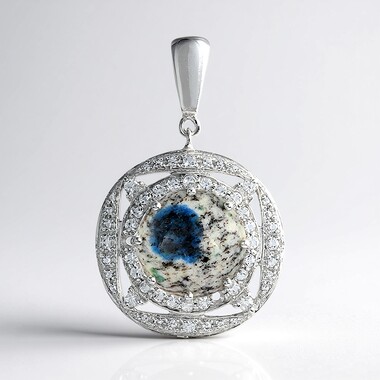 K2 Mountain Azurite Silver Pendant
