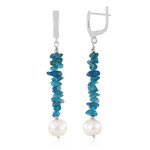 Neon Blue Apatite Silver Earrings (Riya)