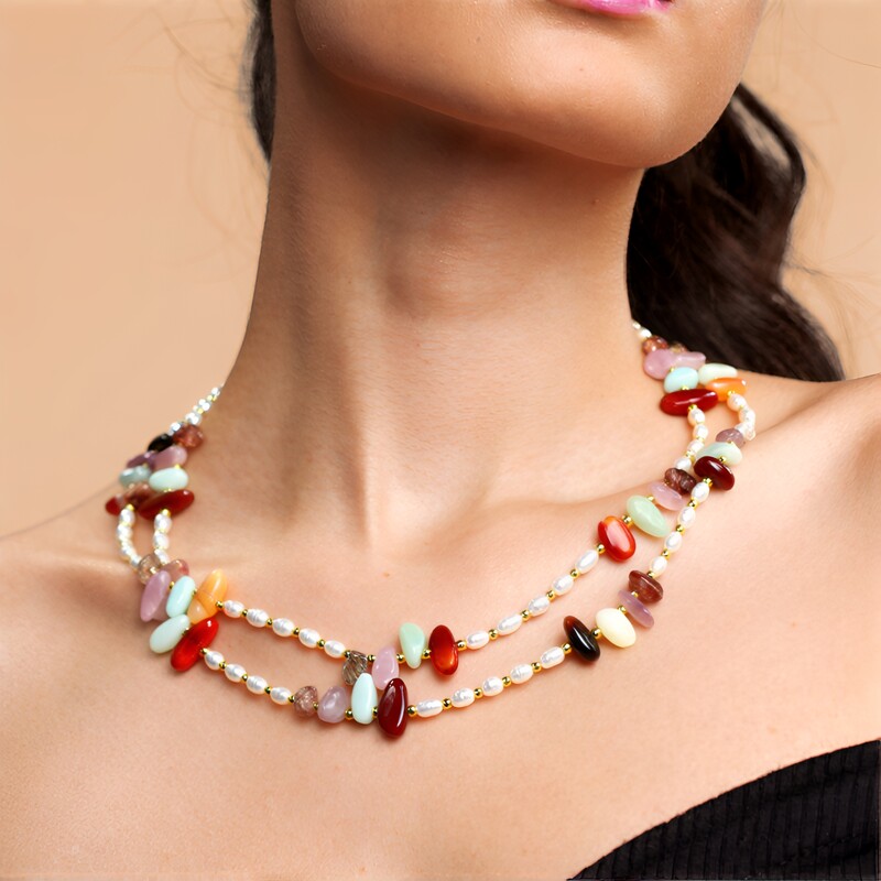 Edelstein-Silberhalskette (Riya)