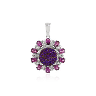 Lavendel-Glitzer-Achat-Silberanhänger