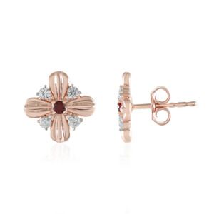 Noble Red Spinel Silver Earrings