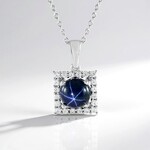 Collier en argent et Saphir étoilé bleu