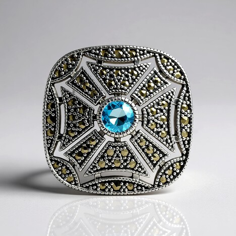 Anello in argento con Topazio Blu Svizzero (Annette classic)