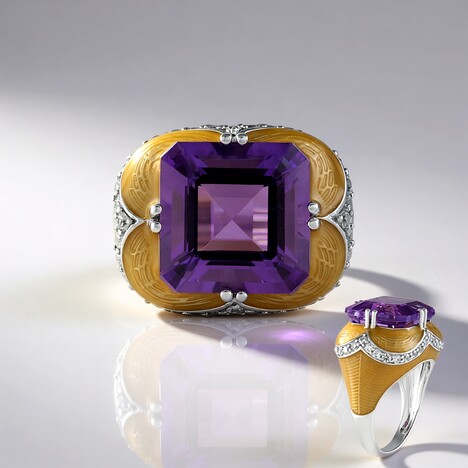 Anello in argento con Ametista Rose de France (Adela Silber)