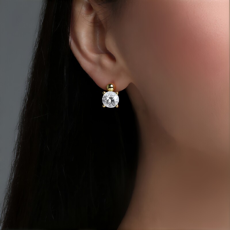 Pendientes en oro con Zircón (de Melo Gold)