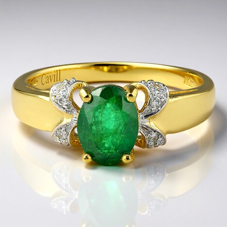 Anello placcato in oro con Smeraldo Bahia