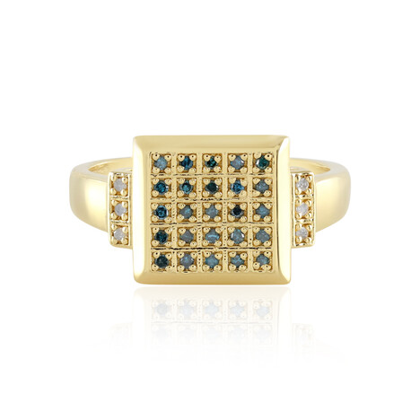 Blauer I3 Diamant-Silberring