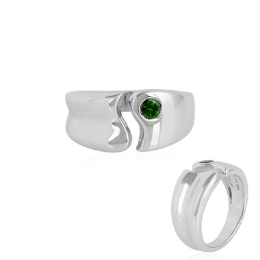 Zilveren ring met een Russische diopsied (SAELOCANA)