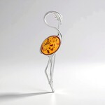 Spilla in argento con Ambra Baltica Cognac (dagen)