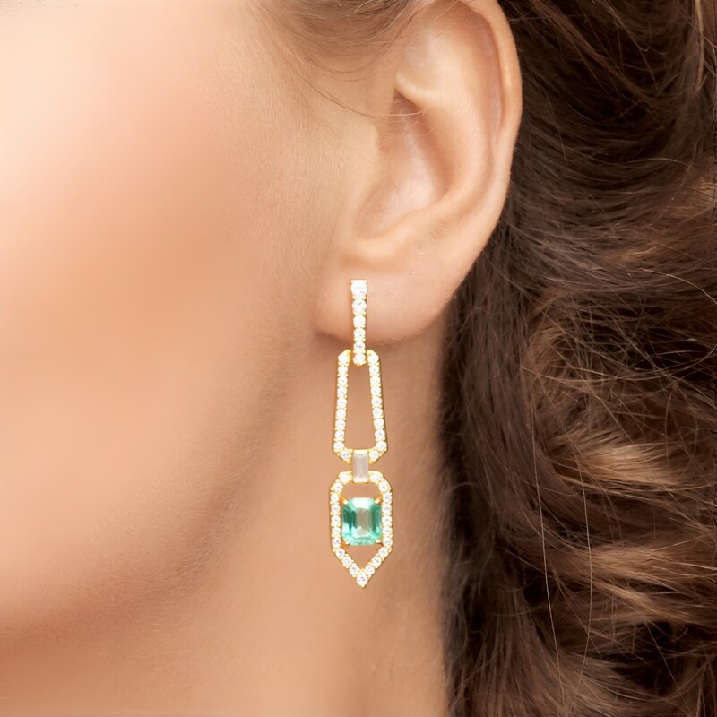 Pendientes en plata con Esmeralda de Colombia (de Melo Essence)