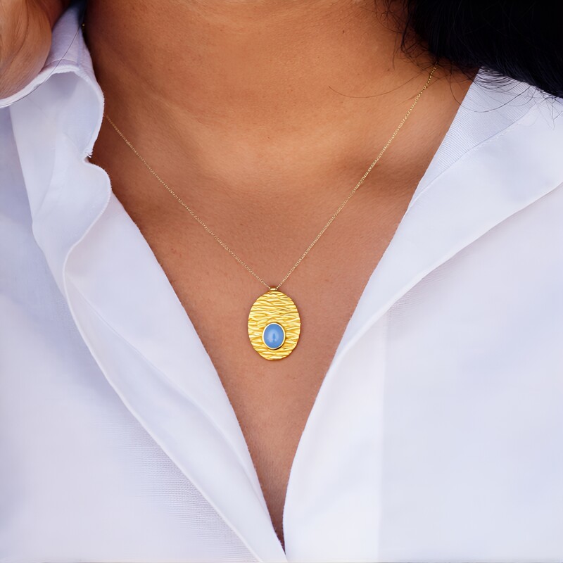 Ciondolo in argento con Calcedonio Blu (MONOSONO COLLECTION)