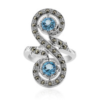 Bague en argent et Topaze bleu Suisse (Annette classic)