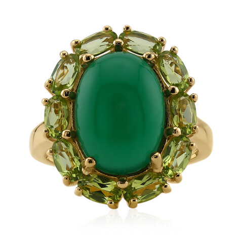 Green Agate Silver Ring