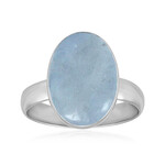 Zilveren ring met een Braziliaanse Aquamarijn (Bali Barong)