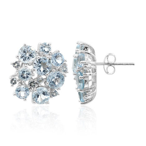 Himmelblauer Topas-Silberohrringe