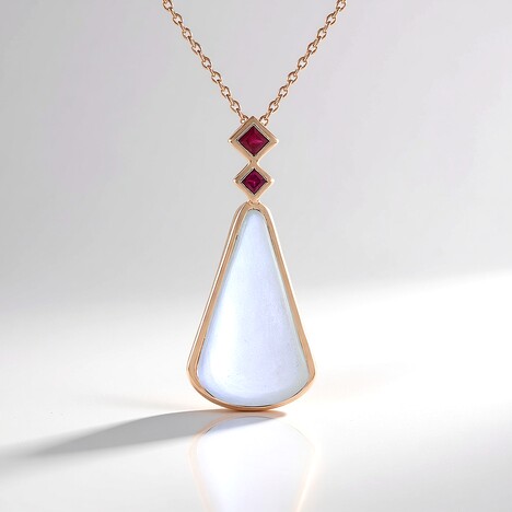 Collana in argento con Pietra di Luna Bianca (KM by Juwelo)