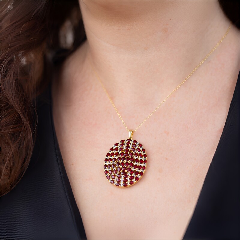 Collana in argento con Granato Mozambico