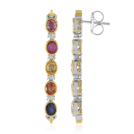 Zilveren oorbellen met roze saffieren (Gems en Vogue)