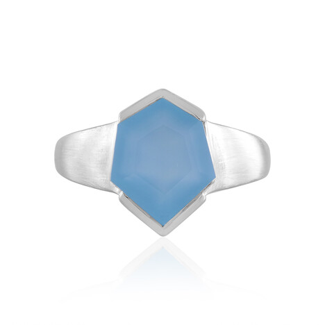 Blauer Onyx-Silberring